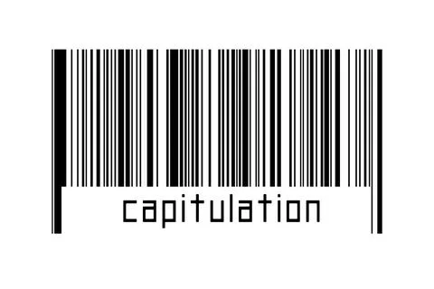 Digitalization concept. Barcode of black horizontal lines with inscription ca Stock Illustration
