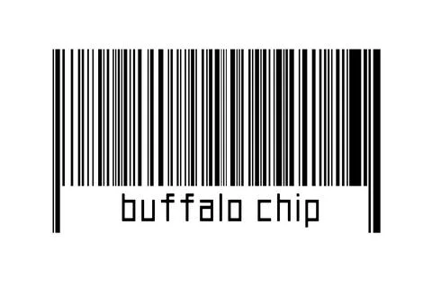 Digitalization concept. Barcode of black horizontal lines with inscription bu Illustrazione stock