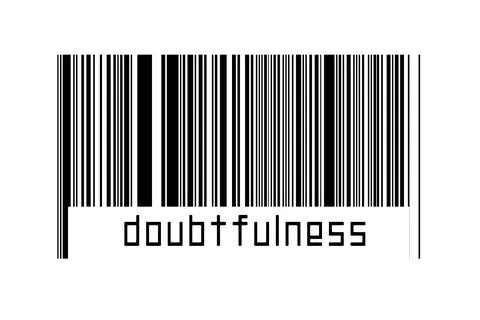 Digitalization concept. Barcode of black horizontal lines with inscription do Illustrazione stock