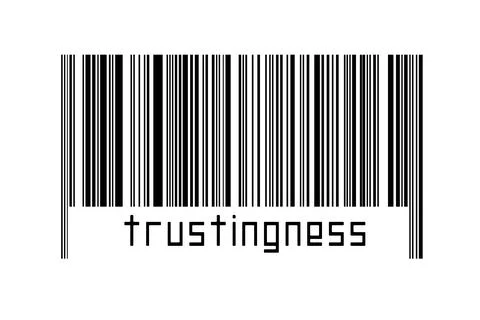 Digitalization concept. Barcode of black horizontal lines with inscription tr 스톡 일러스트