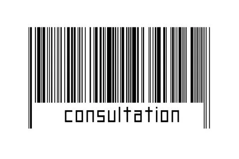 Digitalization concept. Barcode of black horizontal lines with inscription co Illustrazione stock