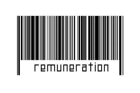 Digitalization concept. Barcode of black horizontal lines with inscription re Stock Illustration