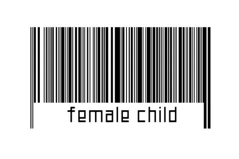 Digitalization concept. Barcode of black horizontal lines with inscription fe Illustrazione stock