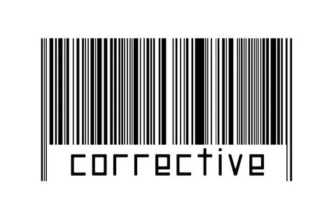 Digitalization concept. Barcode of black horizontal lines with inscription co Illustrazione stock