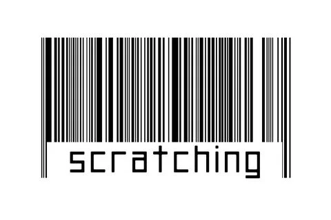 Digitalization concept. Barcode of black horizontal lines with inscription sc イラスト素材