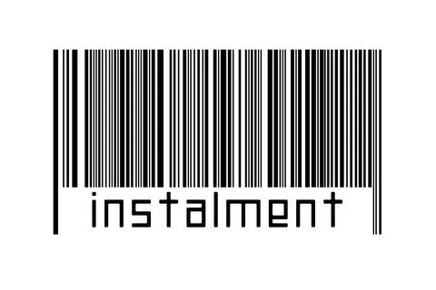 Digitalization concept. Barcode of black horizontal lines with inscription in Ilustração Stock