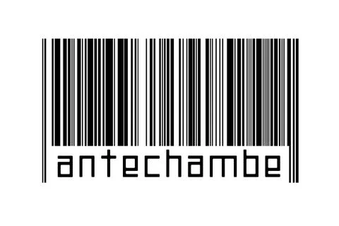 Digitalization concept. Barcode of black horizontal lines with inscription an Stock Illustration