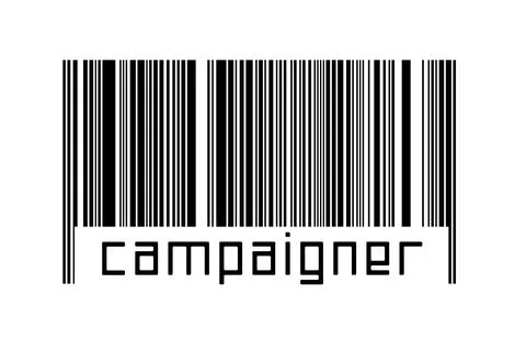 Digitalization concept. Barcode of black horizontal lines with inscription ca Illustrazione stock