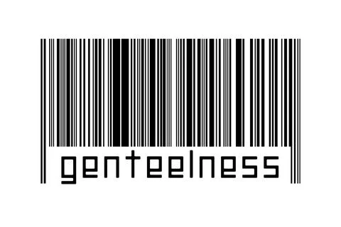 Digitalization concept. Barcode of black horizontal lines with inscription ge 스톡 일러스트