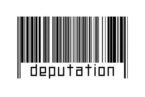 Digitalization concept. Barcode of black horizontal lines with inscription de Stock Illustration