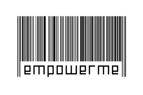 Digitalization concept. Barcode of black horizontal lines with inscription em Illustrazione stock