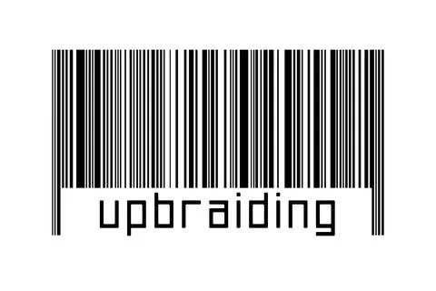 Digitalization concept. Barcode of black horizontal lines with inscription up イラスト素材