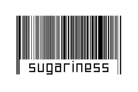 Digitalization concept. Barcode of black horizontal lines with inscription su Illustrazione stock