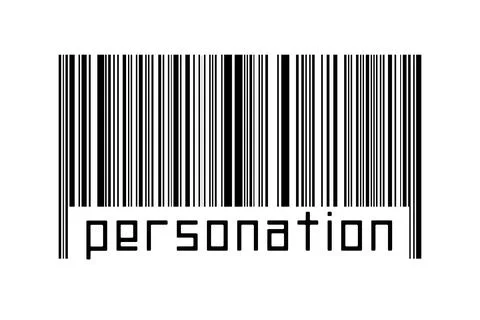 Digitalization concept. Barcode of black horizontal lines with inscription pe Illustrazione stock