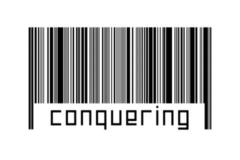 Digitalization concept. Barcode of black horizontal lines with inscription co Illustrazione stock
