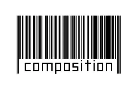 Digitalization concept. Barcode of black horizontal lines with inscription co Illustrazione stock