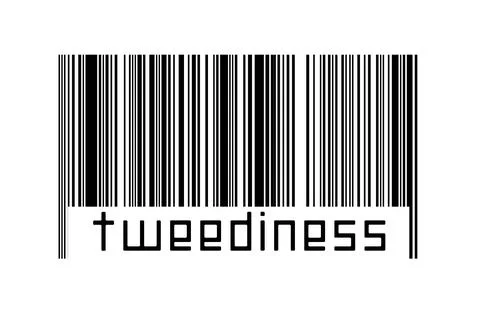 Digitalization concept. Barcode of black horizontal lines with inscription tw Stock Illustration