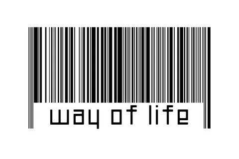 Digitalization concept. Barcode of black horizontal lines with inscription wa Stock Illustration