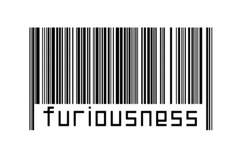 Digitalization concept. Barcode of black horizontal lines with inscription fu Illustrazione stock