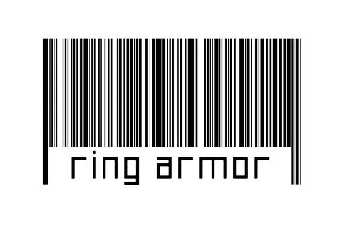 Digitalization concept. Barcode of black horizontal lines with inscription ri 스톡 일러스트