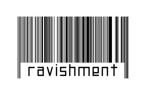Digitalization concept. Barcode of black horizontal lines with inscription ra Stock Illustration