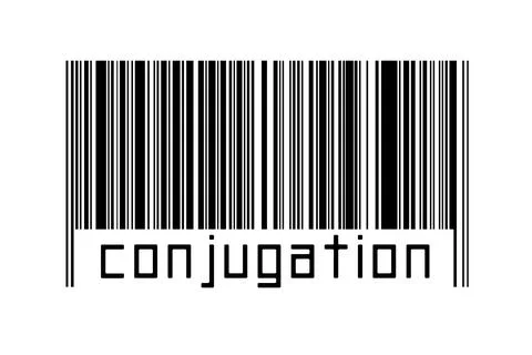 Digitalization concept. Barcode of black horizontal lines with inscription co Stock Illustration