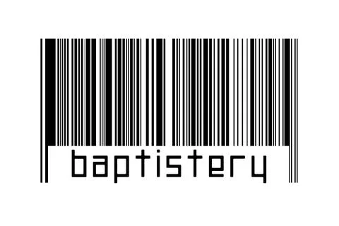 Digitalization concept. Barcode of black horizontal lines with inscription ba Stock Illustration