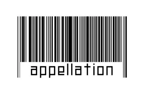 Digitalization concept. Barcode of black horizontal lines with inscription ap Stock Illustration