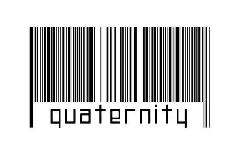 Digitalization concept. Barcode of black horizontal lines with inscription qu Stock Illustration