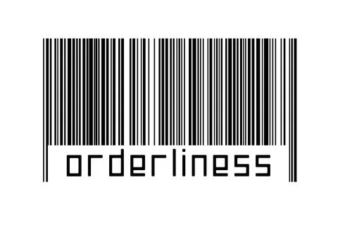 Digitalization concept. Barcode of black horizontal lines with inscription or 스톡 일러스트