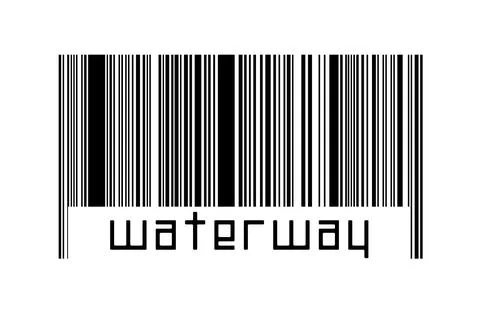 Digitalization concept. Barcode of black horizontal lines with inscription wa Stock Illustration