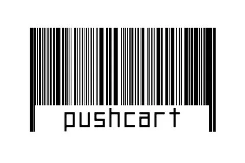 Digitalization concept. Barcode of black horizontal lines with inscription pu 스톡 일러스트