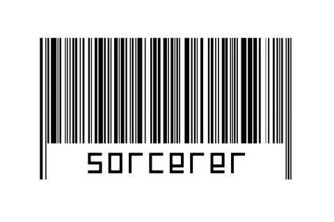 Digitalization concept. Barcode of black horizontal lines with inscription so Illustrazione stock