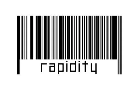 Digitalization concept. Barcode of black horizontal lines with inscription ra 스톡 일러스트