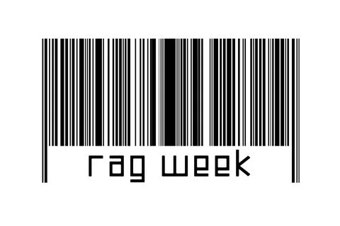 Digitalization concept. Barcode of black horizontal lines with inscription ra Illustrazione stock