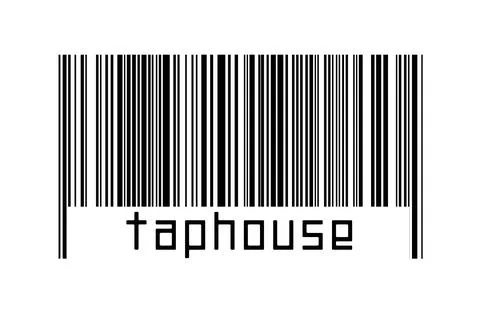 Digitalization concept. Barcode of black horizontal lines with inscription ta Illustrazione stock