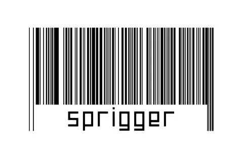 Digitalization concept. Barcode of black horizontal lines with inscription sp Stock Illustration