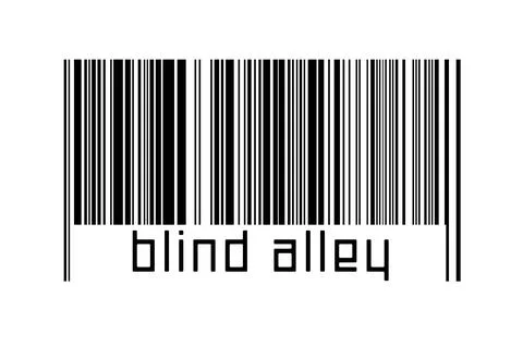 Digitalization concept. Barcode of black horizontal lines with inscription bl Illustrazione stock