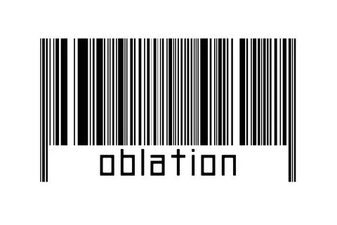 Digitalization concept. Barcode of black horizontal lines with inscription ob Stock Illustration