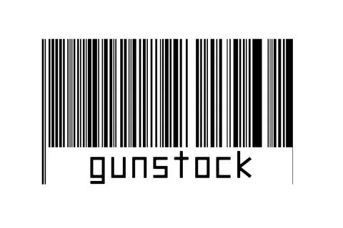 Digitalization concept. Barcode of black horizontal lines with inscription gu イラスト素材