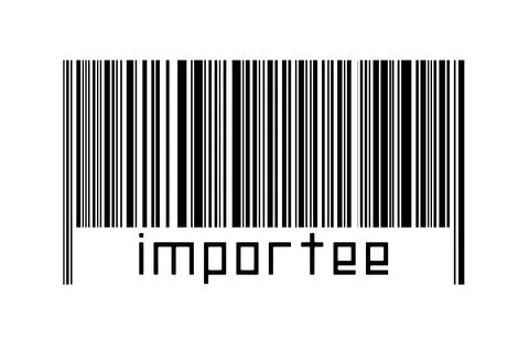 Digitalization concept. Barcode of black horizontal lines with inscription im Illustrazione stock