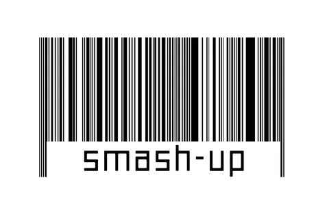 Digitalization concept. Barcode of black horizontal lines with inscription sm 스톡 일러스트