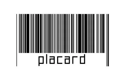 Digitalization concept. Barcode of black horizontal lines with inscription pl Illustrazione stock