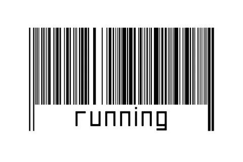 Digitalization concept. Barcode of black horizontal lines with inscription ru Stock Illustration