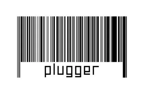 Digitalization concept. Barcode of black horizontal lines with inscription pl Stock Illustration