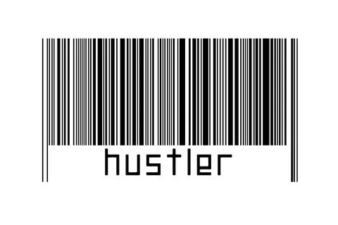 Digitalization concept. Barcode of black horizontal lines with inscription hu Stock Illustration