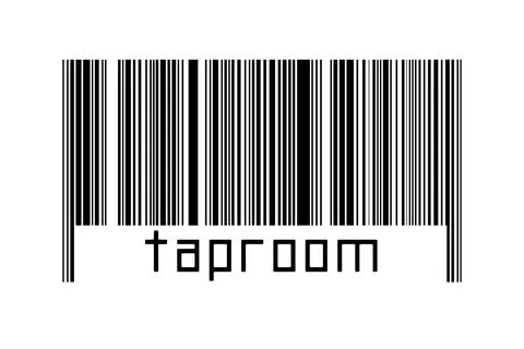Digitalization concept. Barcode of black horizontal lines with inscription ta Stock Illustration