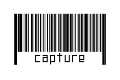 Digitalization concept. Barcode of black horizontal lines with inscription ca Illustrazione stock