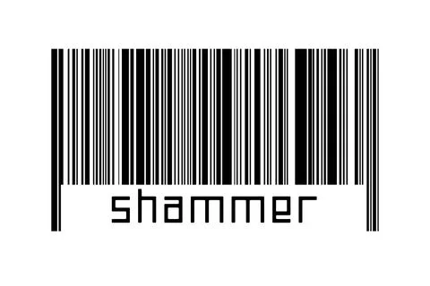 Digitalization concept. Barcode of black horizontal lines with inscription sh 스톡 일러스트