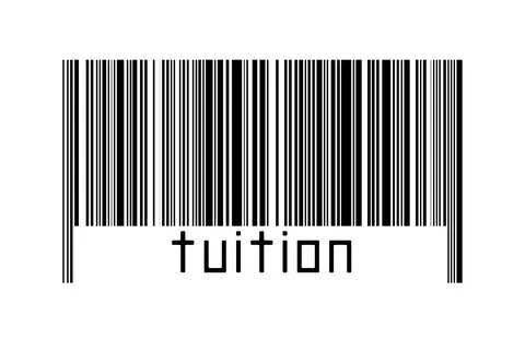 Digitalization concept. Barcode of black horizontal lines with inscription tu Illustrazione stock